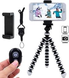 Daisen Phone Tripod Flexible Octopus Cell Phone Tripod For Iphone Android Smartphone And Camera With Universal Phone Holder And Bluetooth Remote Control