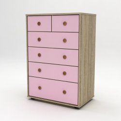 Chic Chest Of Drawers - Sonoma Oak + Light Pink
