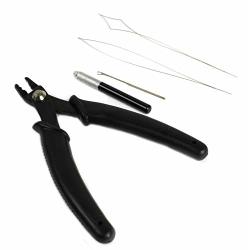 Pack of 5 Wooden Handle Hair Extensions Loop Needle Threader