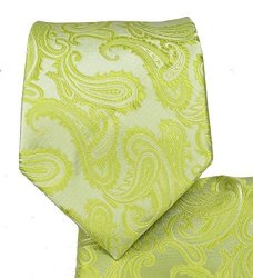GREEN Paisley Necktie And Pocket Square Set