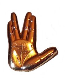 Star Trek Original Series Vulcan Hand Live Long And Prosper Goldtone Pin