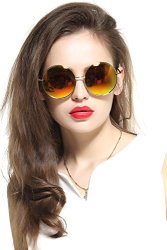 Geelook Oversized Round Circle Mirrored Hippie Hipster Sunglasses - Metal Frame