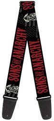 BD Sons Of Anarchy Theme Nylon Guitar Strap - "sons Of Anarchy" Red Text W Reaper Logo
