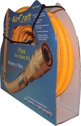 Flex Air Hose Kit 10MM X 10M Orange W quick Coupler & Connector Yohko