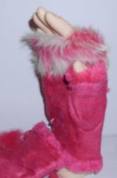 Pink Fur Lined Fingerless Gloves