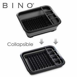 Bino Collapsible Dish Drying Rack - Space Saving Folding Dish And Cutlery Drainer For Kitchen Grey