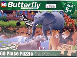 60 Piece A4 Wooden Puzzle At The Kruger Park- Interlocking Pieces 210 X 297MM Each Puzzle Contains A Full Size Poster Retail Packaging