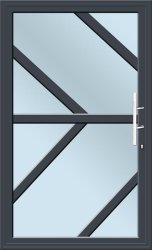 Pivot Aluminium Door Charcoal Angle Pattern With S10 Reflective Glass Right Hand Opening W1200MM X H2100MM