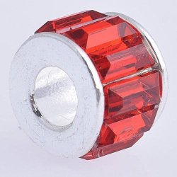 European Style - Rondelle - Spacer Bead - Red Acrylic Rhinestones