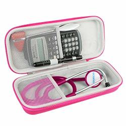 Khanka Hard Travel Case Replacement For 3M Littmann Classic III Stethoscope - Extra Room For Taylor Percussion Reflex Hammer And Reusable LED Penlight Rose