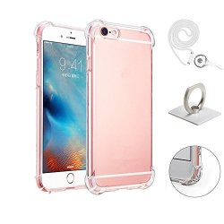 Iphone 5S Case For Apple Iphone 5S Crystal Clear Shock Absorption Technology Bumper Camera Protection Soft Tpu Cover With Ring Holder And Neck Lanyard