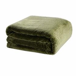 Mexidi Soft Warm Flannel Fleece Luxury Blanket Lightweight Cozy Plush Microfiber Solid Anti-static Couch Throws Sofa Bedding Army Green 79X91 Inch