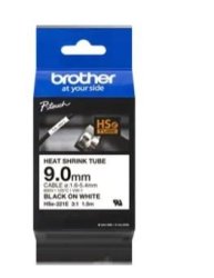 Brother HSE-221E Heat Shrink Tube Tape Cassette - 9MM Black On White -1.5M