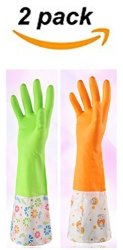 Kitchen Rubber Cleaning Gloves Dishwashing Clean Latex Glove With Household Waterproof Dishes Washing Gloves For Women Female 2 Pairs