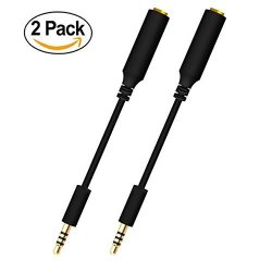 2 Pack Longer Headset Audio Jack Extender 3.5MM Headphone Aux Extension Adapter For Mophie Juice Pack Otterbox Lifeproof Case 6IN