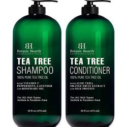 Botanic Hearth Tea Tree Shampoo And Conditioner Set - With 100% Pure Tea Tree Oil For Itchy And Dry Scalp Sulfate Free Paraben Free