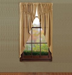 Natural Burlap Prairie Curtain Window Treatments Set Of 2 63X36X18" Each - For Living Room