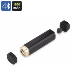 Bluetooth Headset And Power Bank In Black