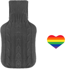 Knitted Grey Hot Water Bottles With Heart Sticker