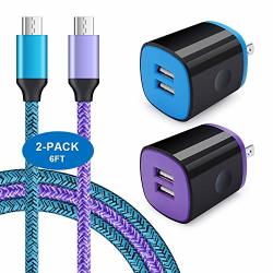 Android Charger Plug 4 In 1 Andhot Dual Port Wall Charger Block With 2PACK 6FT Micro USB Android Power Cord Compatible With Samsung Galaxy