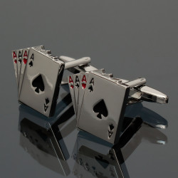 Men Male Silver Poker Pattern Enamel Rectangle Cufflinks Wedding Gift Suit Shirt Accessories