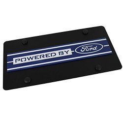 Ford - Powered By Ford Badge On Carbon Stainless Steel License Plate