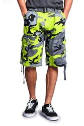 G-style Usa Men's Camo Ripstop Belted Cargo Shorts 9AP30 - Lime - 42 - S1B
