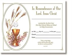 1ST Holy Communion - In Remembrance Of Our Lord Jesus Christ - Certificate