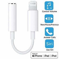 Wikipro Lightning To Headphone Jack Adapter Dongle Mfi Certified Earbuds Headphone Converter For Iphone 12 12PRO SE 11 PRO PRO Max xr xs xs MAX X 8 7 Music Control Calling&siri Supported