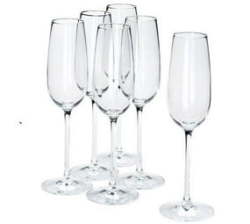 Premium Classic Champagne Flutes Crystal Clear Sparkling Glass - Set Of 6 - Clear - 6
