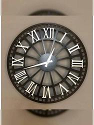 Zuma Store 19 Inch Rustic Silver Roman Decorative Wooden Wall Clock