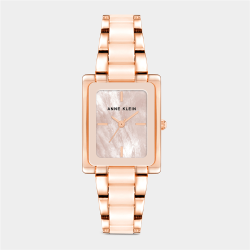 Anne Klein Women&apos S Rose Gold & Light Pink Square Ceramic Bracelet Watch