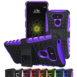 LG G6 Case Ueokeird Shockproof Impact Protection Tough Rugged Dual Layer Protective Case With Kickstand For LG G6 2017 Purple