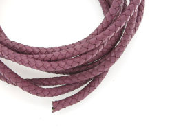 Braided Pu Leather Cord - Lilac - Round - 7mm - Sold Per Meter