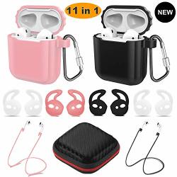 Airpods Case Airpods Accessories Kits 2 Pack Protective Silicone Cover Apple Airpods Anti-lost Airbag Belt For Apple Airpods 2 &1 Not Compatible With Wireless Charging