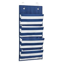 Interdesign Id Jr Fabric Over Door Hanging Storage Organizer For Children's Clothing Blankets Toys Bedding Toiletries Accessories 4 Pocket Navy white