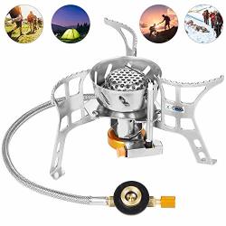 Xycing Foldable Camping Stove Portable Windproof Backpacking Stoves With Piezo Electronic Ignition Ultralight Strong Firepower Gas Cooker For Outdoor Camp Kitchen Hiking Mountaineering Fishing