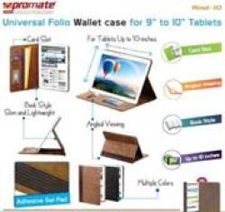 Promate Rind-10 Universal Folio Wallet Case For 9” To 10” Tablets Colour: Brown