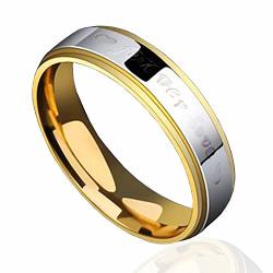 Markkeer Wedding Ring For Men Forever Love 18K 925 Titanium Steel Gold Plating Mens Wedding Bands - Metallic Size 11