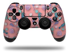 Vinyl Skin Wrap For Sony PS4 Dualshock Controller Seahorses And Shells Pink Controller Not Included