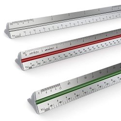 DRAF 12-Inch Architectural Scale Ruler Set (Imperial), Laser-Etched  Aluminum Triangular Drafting Tool for Blueprints