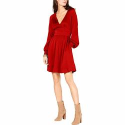 Michael Kors $165 Womens New 1367 Red V Neck Raglan Fit + Flare Dress M B+b