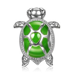 Ninaqueen "wise Tortoise" 925 Sterling Silver Green Enamel Happy Family Animal Bead Charms For Bracelets Necklace Valentines Day Gifts For Woman Birthday Gifts For