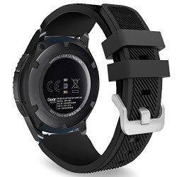 MoKo Band Compatible With Samsung Gear S3 Frontier classic galaxy Watch 46MM HUAWEI Watch GT 46MM TICWATCH PRO S2 E2 Silicone Sport Strap Fit 22MM Band Black