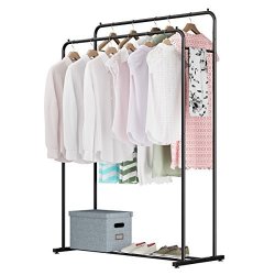 Rackaphile Clothes Rack Clothes Organizer Adjustable Double Rails Heavy Duty Garment Rack For Balcony And Bedroom Black Reviews Online Pricecheck