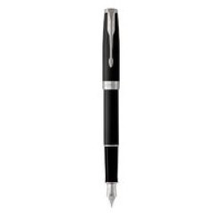 Sonnet Medium Nib Fountain Pen Matte Black With Chrome Trim Black Ink - Presented In A Gift Box