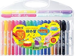 AMOS Pasnet Twistable Soft Crayon Colored Pencils 24 Colors