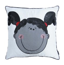 Decorative Kids Face Cushion Cover Square Sequins Head Pillow Case Christmas -choose Size Sas-50a