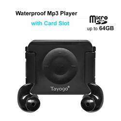 Tayogo Waterproof Swimming MP3 Player Headset Music Player With Card Slot With Shuffle Feature Black