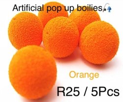 5pcs Artificial "soft" Pop-up Boilies - 12mm Orange